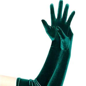 Over the elbow long velvet gloves nwt green